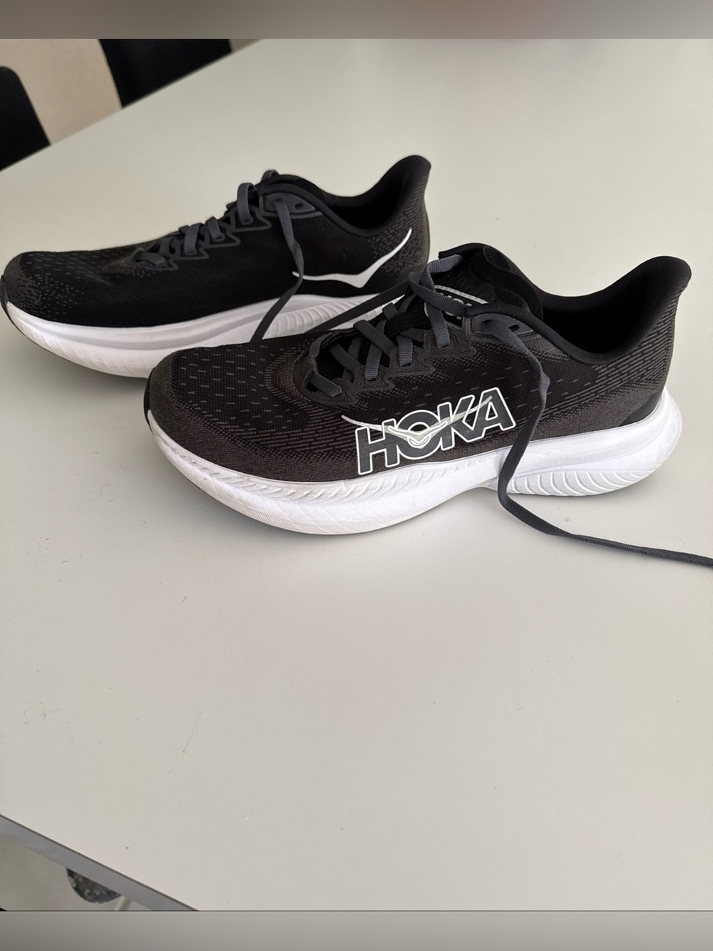Hoka ladies Black and White Running Shoes - Bold Logo